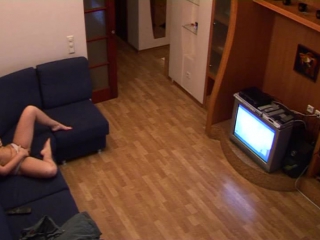 for fun, the son installed a camera hidden in the hall and fucked his mother in front of the telly