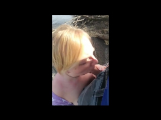 blowjob on the river, cum, suction, in the mouth